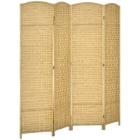 HOMCOM Paravan interior din lemn 4 panouri separator de cameră pliabil pentru sufragerie dormitor 180 x 180 cm lemn natural(m-1)