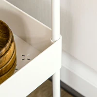 HOMCOM Cărucior de depozitare cu 4 nivele pe role cu coșuri și cârlige amovibile, alb(m-4)