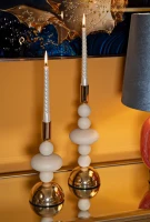 Mauro Ferretti Set Suport Lumanare Galaxy Crem 2 Bucati Cm Ø10X22-10X28(m-4)