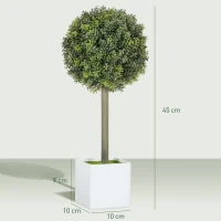 HOMCOM Set 2 mingi buxus artificial formate, 45cm plantă artificială, Plastik Plante Artificiale în Ghiveci(m-3)