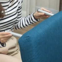 HOMCOM Fotoliu pliabil cu funcție de pat, fotoliu de relaxare pliabil cu aspect de in, spătar reglabil, 75 x 70 x 75 cm, Albastru(m-4)