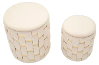 Mauro Ferretti Puf Cu Recipient De Depozitare Crem 2 Bucăți Cm Ø 37X42-28X33(m-2)