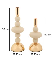 Mauro Ferretti Set Suport Lumanare Galaxy Crem 2 Bucati Cm Ø10X22-10X28(m-5)