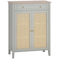 HOMCOM Móvel de Sapatos Móvel de Arrumação de Sapatos Móvel de Entrada com 2 Portas de Palhinha Gaveta 80x40x110 cm(m-6)