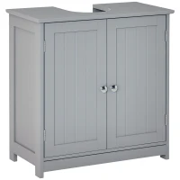 kleankin Mobilier baie sub chiuvetă - mobilier sub-vasă - dulap 2 uşi cu raft 60L x 30l x 60H cm - din lemn Gri(m-1)