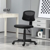 HOMCOM Cadeira de Escritório sem Apoio para os Braços com Encosto de Malha Respirável Altura Ajustável 43x48x78-88 cm Preto(m-2)