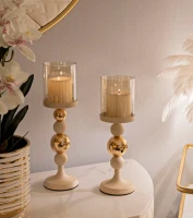 Mauro Ferretti Set 2 Suporturi Lumanare Crem Cm Ø10X32-10X34(m-5)