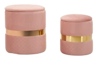 Mauro Ferretti Puf Cu Depozitare Sheffild Roz Set 2 Bucăți Cm Ø 37X42-28X33(m-1)