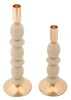 Mauro Ferretti Set Suport Lumânare Shuttle Crem 2 Bucăți Cm Ø10X25-10X33,3(m-2)