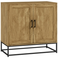 HOMCOM Móvel de Armazenamento Aparador Sala de Estar 2 Portas com Prateleira Interna Ajustável em Altura 80x40x78 cm Madeira Natural