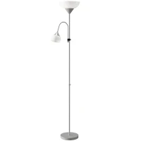 HOMCOM LED Floor Lamp for Living Room, 180cm Tall Standing Lamp, Mother and Child Uplighter with Adjustable Gooseneck, 3000K/4500K/6500K Colour Temperatures, Silver Tone(m-1)