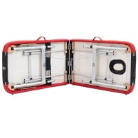 HOMCOM Masă de Masaj Pliabilă și Portabilă 210x81x62-85 cm Masă Ajustabilă în Înălțime cu Suport de Cap și Suport de Brațe pentru Tatuaj Fizioterapie Negru și Roșu(m-4)