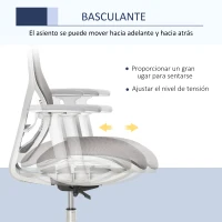 Vinsetto Cadeira de Escritório Giratória com Altura Ajustável Apoio para os Braços Apoio para a Cabeça e Suporte Lombar Reguláveis Encosto Alto 67x65x120-128cm Cinza(m-6)