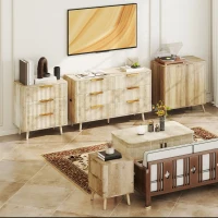 HOMCOM Lot de 2 noptiere cu 2 sertare canelate pentru cameră de dormit, sufragerie, 40 x 40 x 53 cm, stejar(m-3)