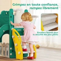 AIYAPLAY Toboggan pour tout-petits 5 en 1 toboggan autoportant pour enfant avec panier de basket, télescope, 178x70x86cm, jaune(m-7)