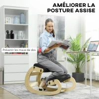 HOMCOM Siège assis genoux, siège ergonomique en bois avec fonction à bascule, chaise à genoux réglable pour bureau à domicile(m-4)