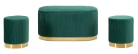 Mauro Ferretti Banca Cu Depozitare Și Taburet Shopy Green Set 3 Bucăți Cm 80X37X42-29X33(m-2)