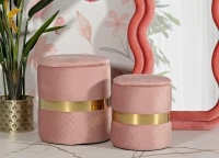 Mauro Ferretti Puf Cu Depozitare Sheffild Roz Set 2 Bucăți Cm Ø 37X42-28X33(m-8)