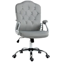 Vinsetto Velvet-Feel Work Chair, with Diamante Back - Grey(m-1)
