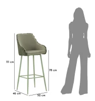 Mauro Ferretti Scaun De Bar Alaska -A- Verde Set 2 Bucăți Cm 52X46X111 (Înălțime Șezut Cm 78)(m-10)