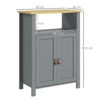 kleankin Mobilier de baie scund multi-rangements mare nișă placard dublu uși gri și natural(m-3)