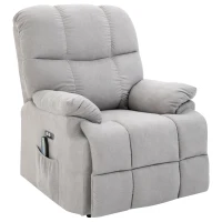 HOMCOM Scaun cu Ajutor pentru Ridicare, Scaun de Masaj, Fotoliu Relaxant cu Port USB, Scaun TV cu Telecomandă, Buzunar Lateral, Scaun TV Inclinabil în Aspect de Catifea, Gri(m-5)