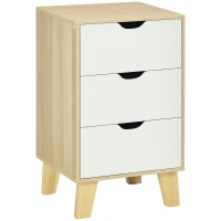 HOMCOM Comodă cu 3 Sertare și Bază Elevată pentru Dormitor Sufragerie Hol Stil Modern 40x35x68,5 cm Natural
