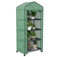 Outsunny Serre de jardin balcon étagère serre 4 niveaux 69L x 50l x 165H cm acier époxy bâche amovible PE haute densité vert(m-11)