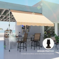 Outsunny Tenda da Sole a Bracci 3x1.5m con Manovella e Struttura Telescopica, Arancione e Bianco(m-8)