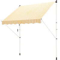 Outsunny Tenda da Sole a Bracci 3x1.5m con Manovella e Struttura Telescopica, Arancione e Bianco(m-10)