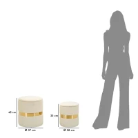 Mauro Ferretti Set De Puf Cu Recipient Sheffild Crem 2 Bucăți Cm Ø 37X42-28X33(m-10)