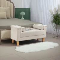 HOMCOM Bancă de tapitat, design vintage, 2 perne, chenille, 115 x 44 x 58 cm, Bej(m-2)