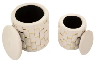 Mauro Ferretti Puf Cu Recipient De Depozitare Crem 2 Bucăți Cm Ø 37X42-28X33(m-4)