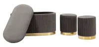 Mauro Ferretti  Banca Cu Depozitare Și Taburet Shopy Gri Set 3 Bucăți Cm 80X37X42-29X33(m-8)