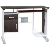 HOMCOM Secretária de Computador Mesa de Computador Design 100x52x75 cm Preto Noz e Branco(m-1)