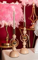 Mauro Ferretti Set Suport Lumanare Saturn Roz 2 Bucăți Cm Ø 10 X 27-10 X 31(m-4)