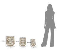 Mauro Ferretti Set 3 Vaze Finisaj Argintiu Cm Ø 35X38,5-27,5X33-18,5X26,3(m-7)