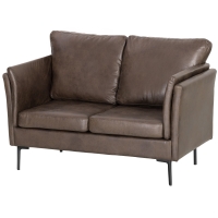HOMCOM Divano 2 Posti in Pelle Traspirante con Imbottitura Spessa e Gambe in Metallo, 137x72x88 cm, Marrone Scuro