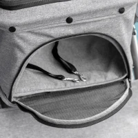 Pawhut Carrinho Dobrável para Cães e Gatos Cesto Bolsa de Armazenamento Cintos de Segurança Capa Ajustável em Aço Oxford Cinza Preto(m-5)