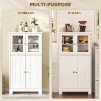 kleankin Bathroom Floor Cabinet, Freestanding Kitchen Cupboard with 2 Drawers, Adjustable Shelves and Tempered Glass Door, Wooden  Storage Unit for Living Room Kitchen Hallway(m-4)