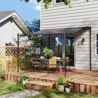 Outsunny Pergola Metaal 297x297cm Met Gebogen Dak voor Garden en Terrace voor Gezins Grijs(m-2)