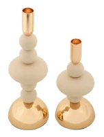 Mauro Ferretti Set Suport Lumanare Galaxy Crem 2 Bucati Cm Ø10X22-10X28(m-2)