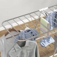 HOMCOM Estendal de Roupa Dobrável Estendal com Laterais Ajustáveis em 2 Níveis 148x60,5x98 cm Prata(m-4)