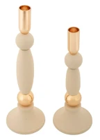 Mauro Ferretti Set Suport Lumanare Strek Crem 2 Bucăți Cm Ø9,5X25-9,5X28(m-3)