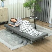 HOMCOM Fotoliu pliabil cu funcție de pat, fotoliu relaxabil pliabil în imitație de catifea, Spătar ajustabil în 5 poziții, 75 x 70 x 75 cm, Gri(m-3)