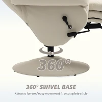 HOMCOM Manual Recliner Chair with Footrest, Upholstered Reclining Armchair with Adjustable Backrest and Cup Holder, PU Leather Swivel Chair for Living Room, Bedroom, Cream White(m-6)