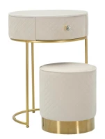 Mauro Ferretti Noptiera Cu Puf, Crem,  Cm Ø 52X70 - Ø 36X37(m-2)