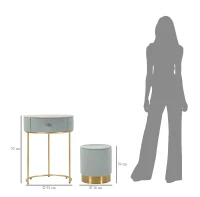 Mauro Ferretti Noptiera Cu Puf, Albastru, Cm Ø 52X70 - Ø 36X37(m-9)