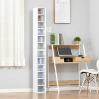 HOMCOM Conjunto de 2 Estantes Colunas Armário de Armazenamento CD-DVD 6+6 Compartimentos 21x19x88 cm Capacidade Máx. 160 CD Branco(m-2)