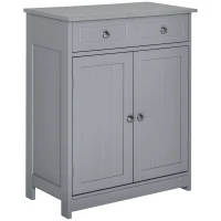 kleankin Mobilier de baie pe picioare, dulap de baie 2 uși 2 sertare 60 x 30 x 75 cm gri(m-1)